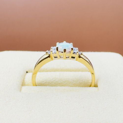 18CT GOLD OVAL CUT EAST TO WEST SET OPAL AND DIAMOND 012CT CLUSTER RING - ADDITIONAL PHOTO 4
