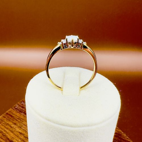 18CT GOLD OVAL CUT EAST TO WEST SET OPAL AND DIAMOND 012CT CLUSTER RING - ADDITIONAL PHOTO 10