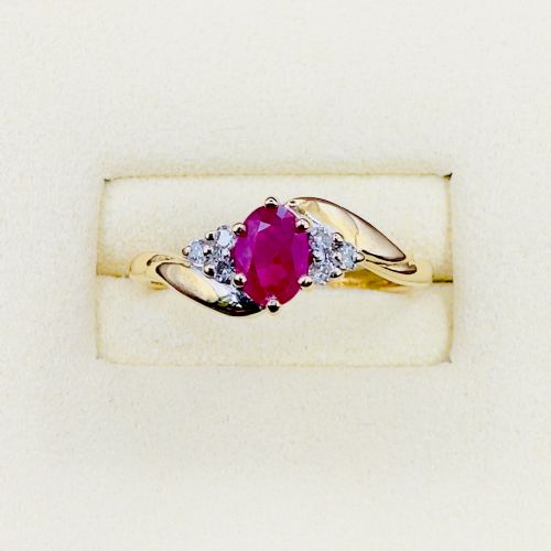 18CT GOLD OVAL CUT RUBY AND DIAMOND 012CT CLUSTER RING - ADDITIONAL PHOTO 11