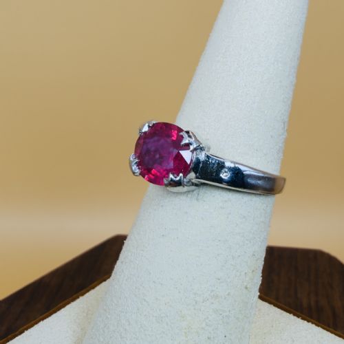 18CT WHITE GOLD OVAL CUT RUBY 300CT AND DIAMOND RING - ADDITIONAL PHOTO 6