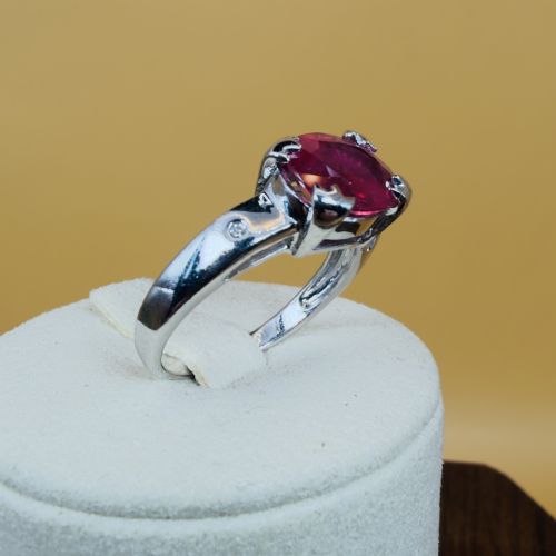 18CT WHITE GOLD OVAL CUT RUBY 300CT AND DIAMOND RING - ADDITIONAL PHOTO 9