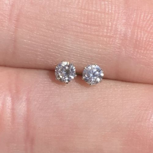 Platinum Diamond (0.15ct) Solitaire Studs Earrings, Totalling (0.30ct)
