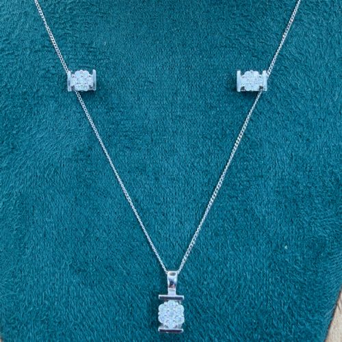 9ct Gold Diamond (0.33ct) Cluster Earring and Necklace Pendant Set