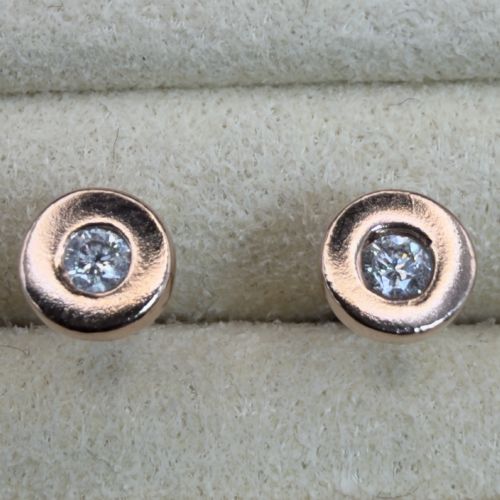 9ct Rose Gold Bezel Set Natural Diamond Stud Earrings