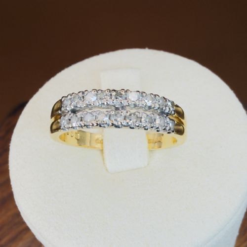 18ct Yellow Gold Vintage Diamond (0.54ct) Double Half Eternity Ring