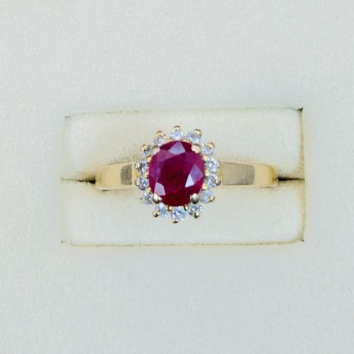 fig 1. 14ct Gold Ruby and Diamond Cluster Halo Ring