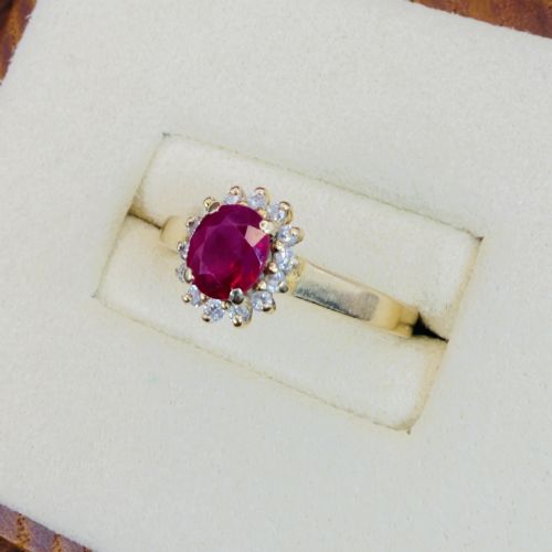 fig 2. 14ct Gold Ruby and Diamond Cluster Halo Ring