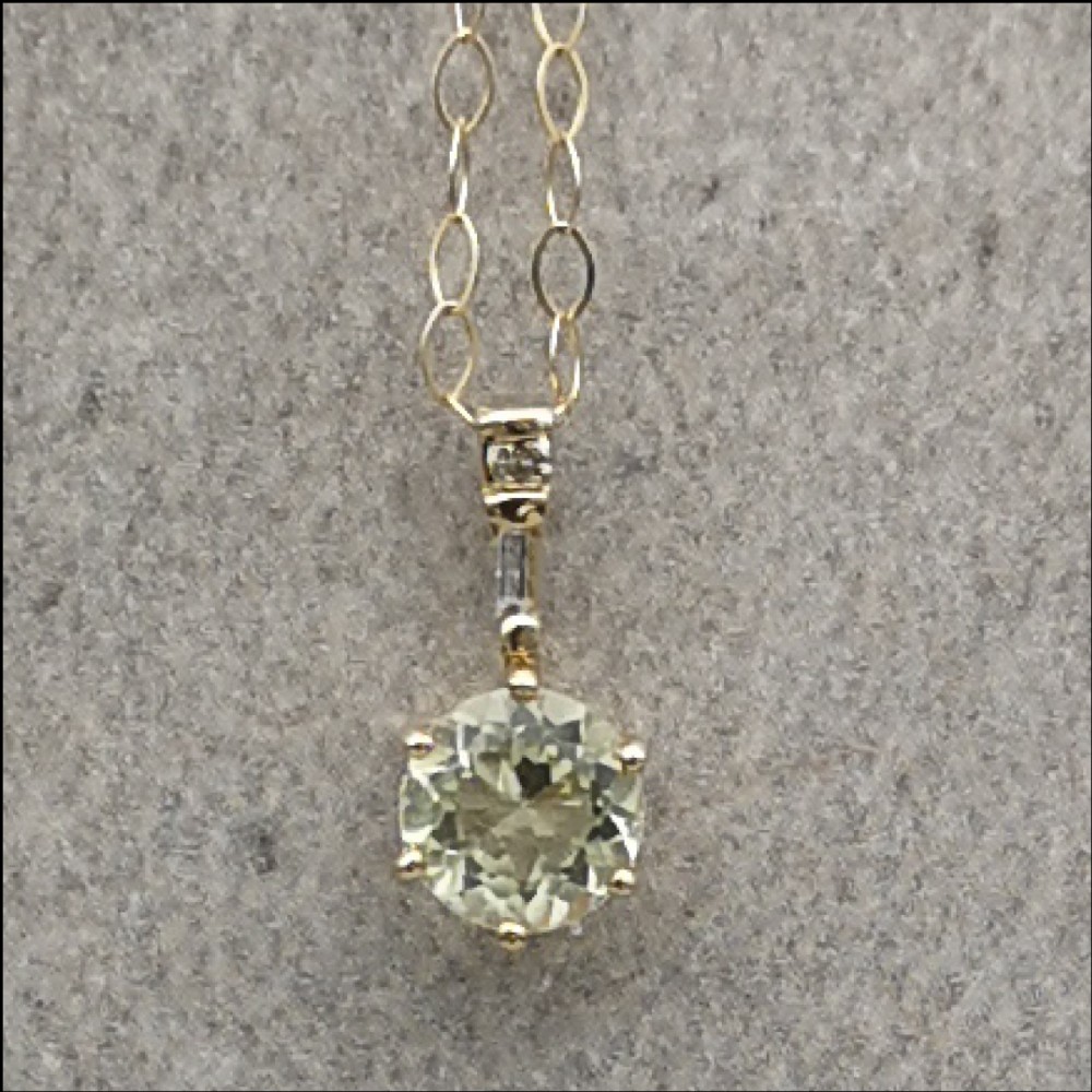 9ct Vintage Citrine and Diamond Pendant and Chain