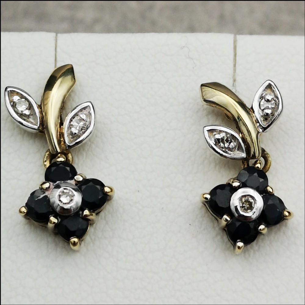 9ct Gold Sapphire and Diamond Earrings