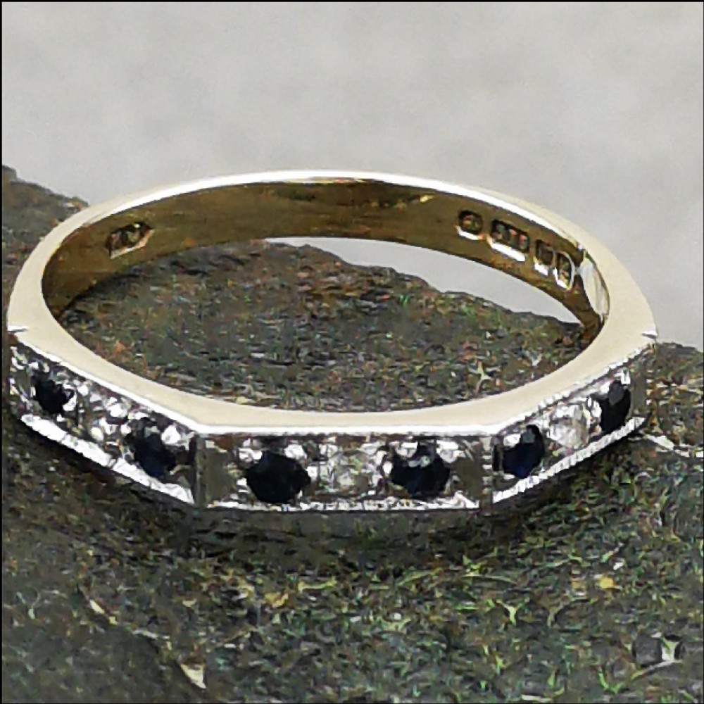 9ct Gold Sapphire and Diamond Half Eternity Ring