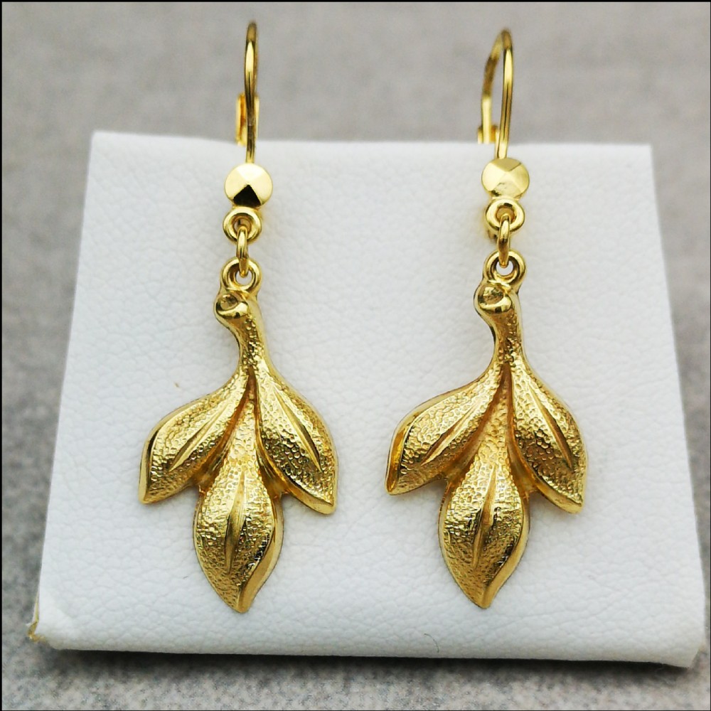9ct Gold Flower Drop Earrings