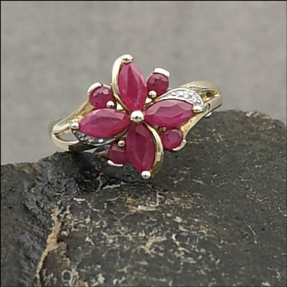 9ct Gold Ruby and Diamond Ring