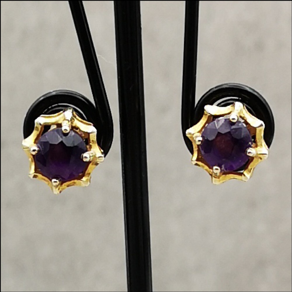 9ct Gold And Amethyst Earrings