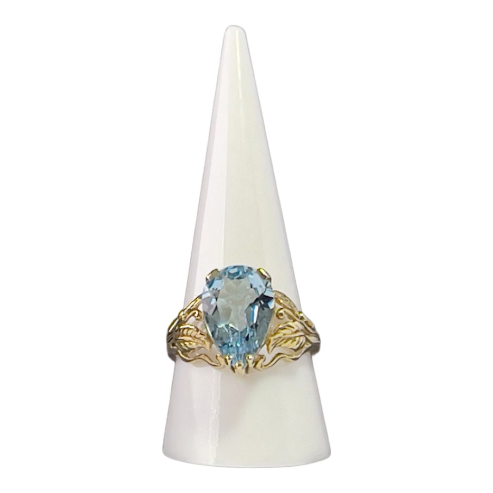 9ct Gold Pear Drop Blue Topaz Ring