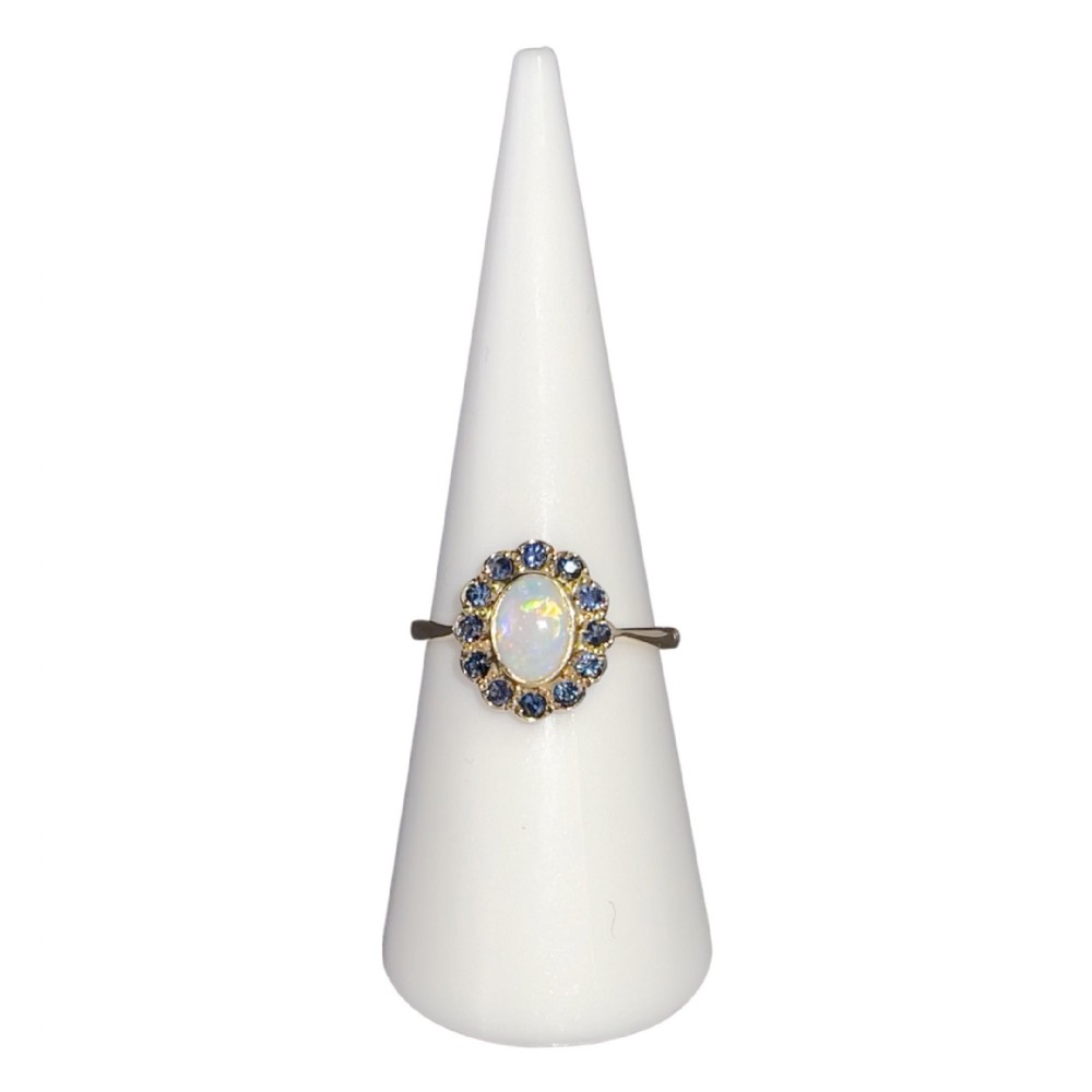9ct Gold Opal & Sapphire Cluster Ring