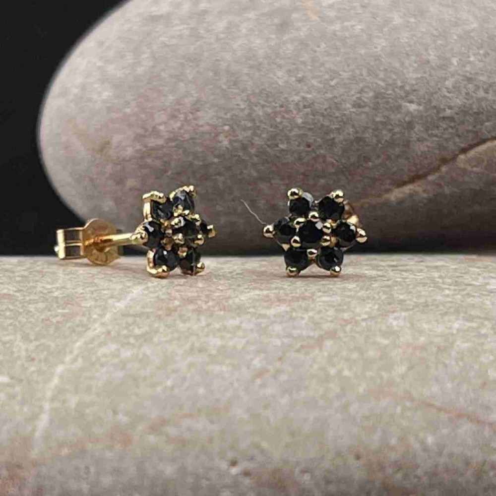 9ct Gold Sapphire Cluster Stud Earrings