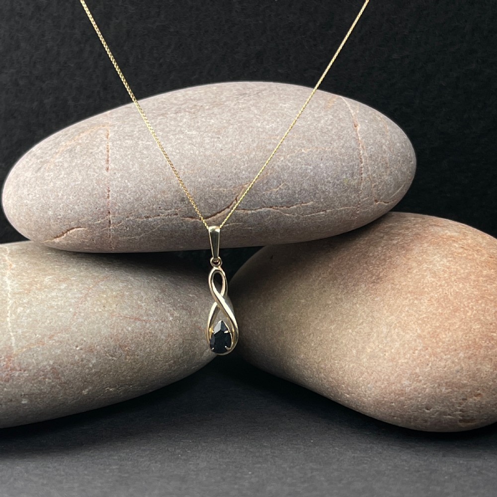 9ct Gold Sapphire Pendant Necklace View II