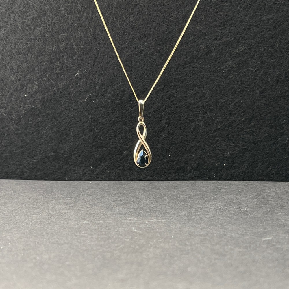 9ct Gold Sapphire Pendant Necklace View IV