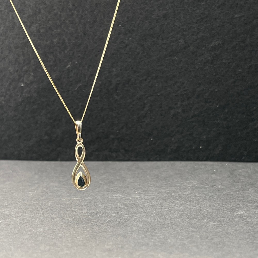 9ct Gold Sapphire Pendant Necklace View VI