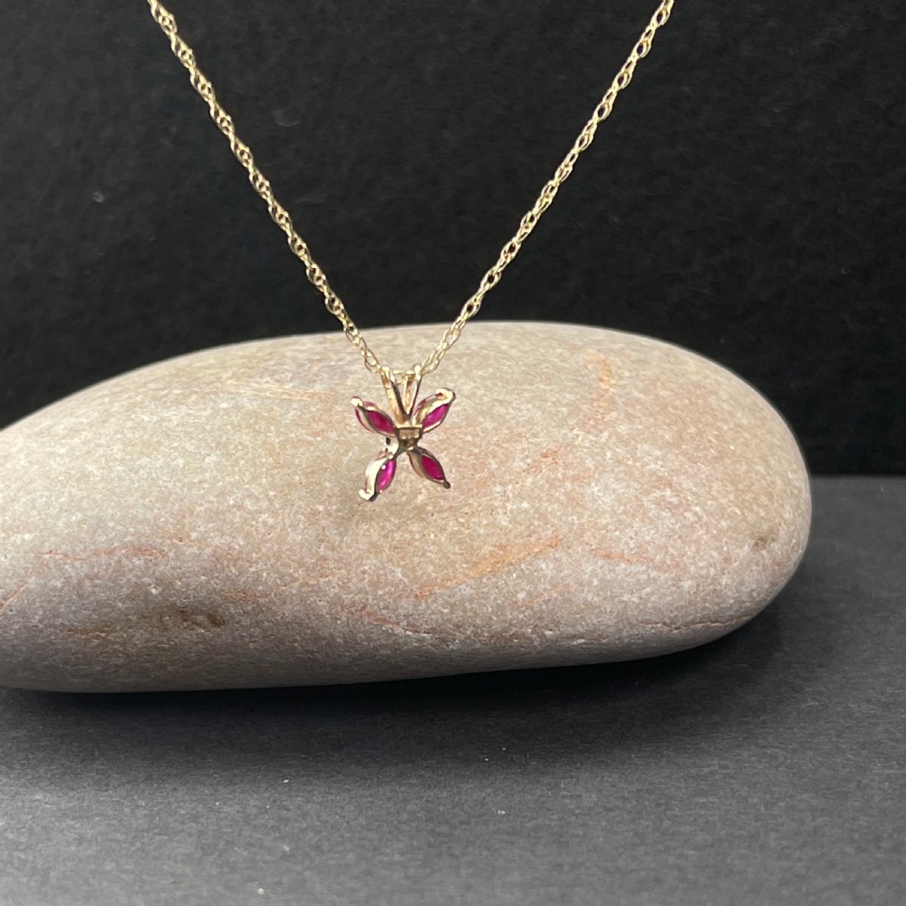 9ct Gold Ruby & Diamond Pendant Necklace View V