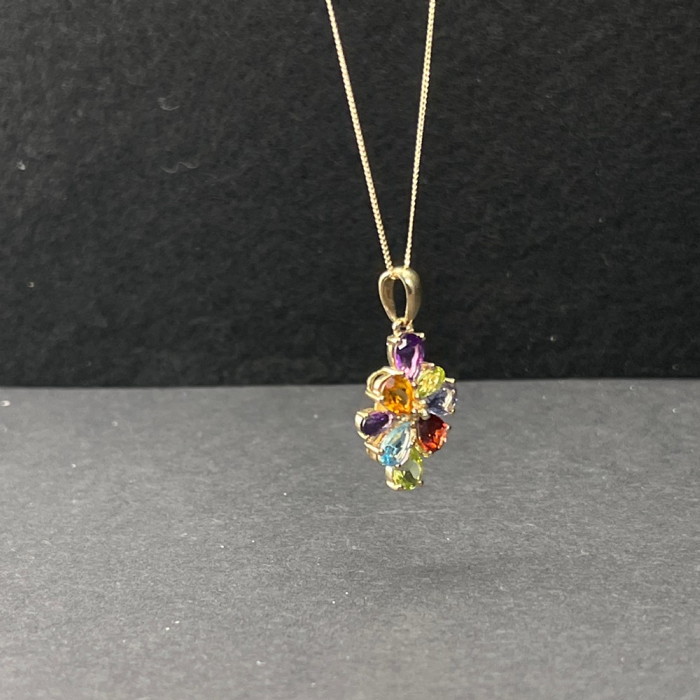 9ct Gold Multi-Gem Pendant Necklace View VII