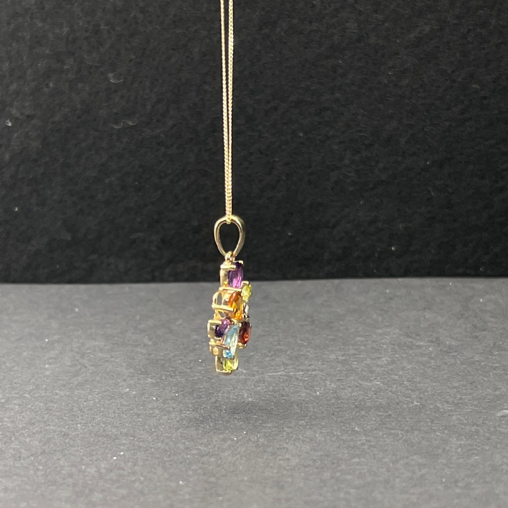 9ct Gold Multi-Gem Pendant Necklace View VIII