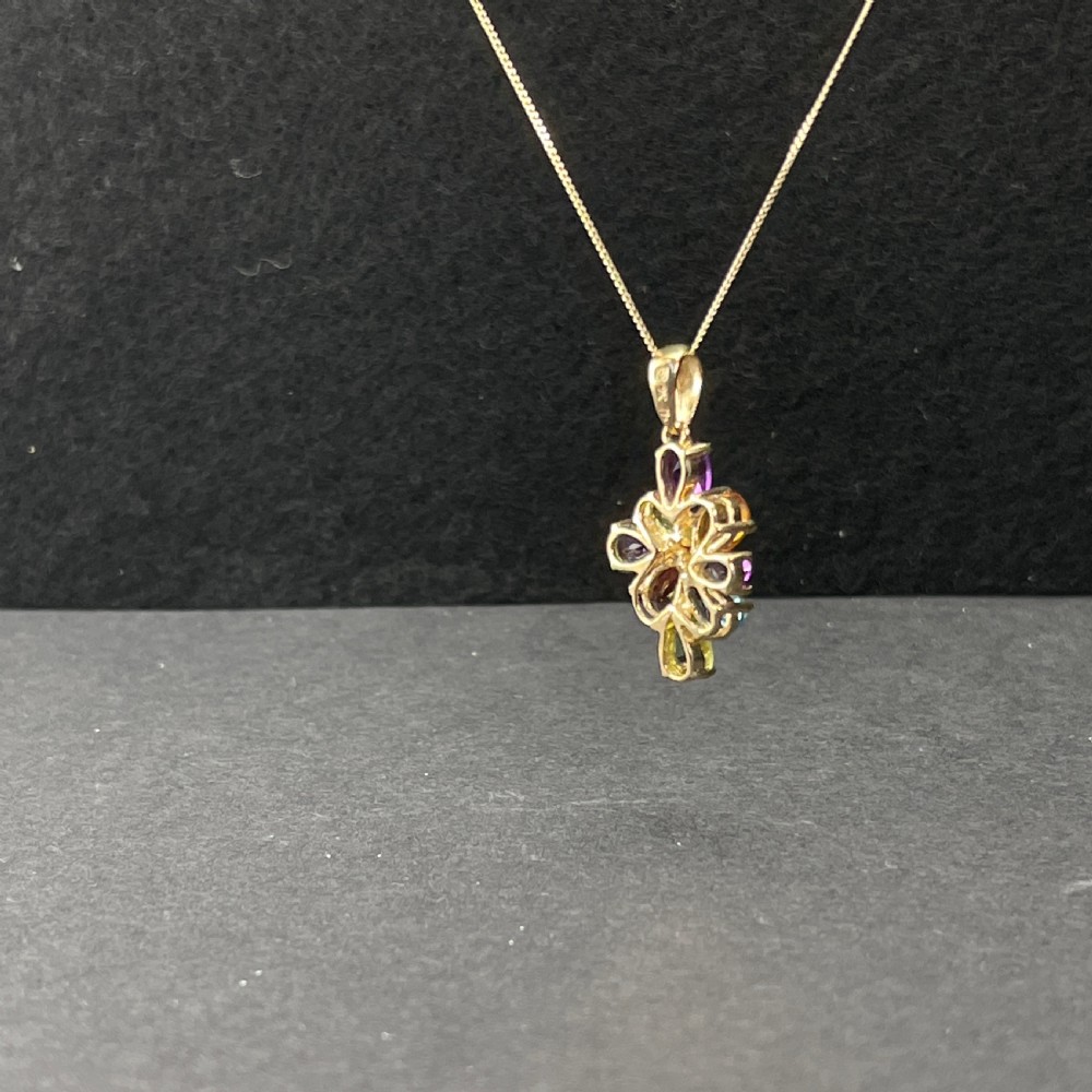 9ct Gold Multi-Gem Pendant Necklace View IX