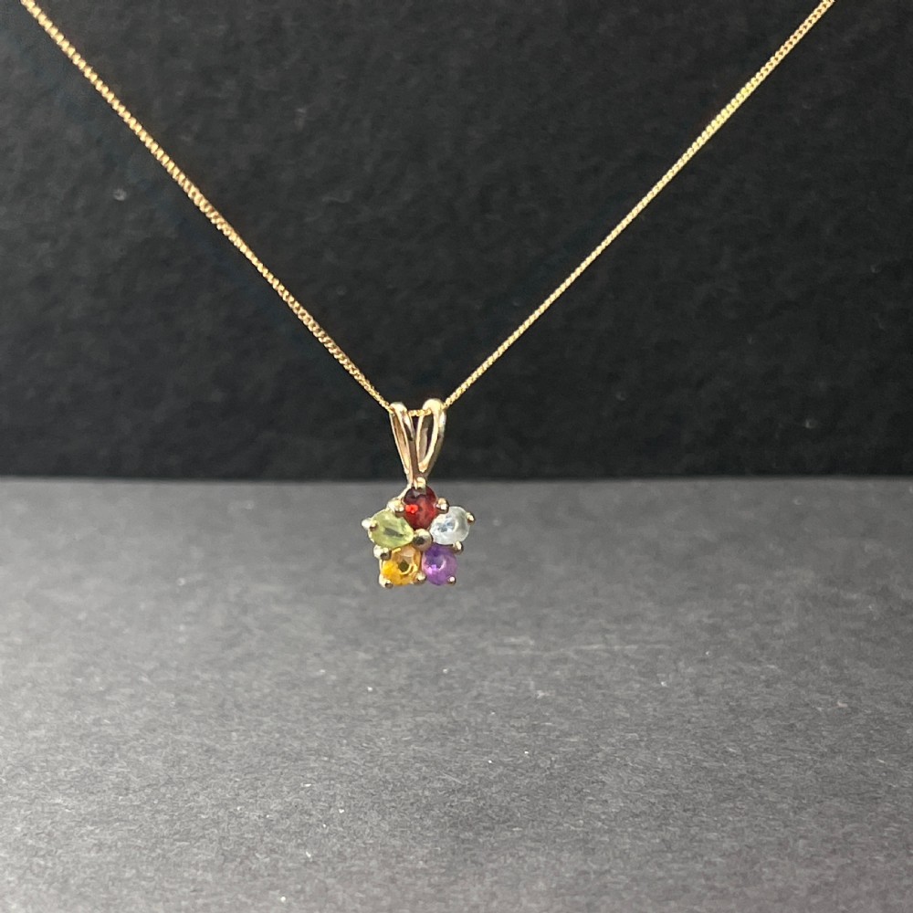 9ct Gold Multi-Gem Pendant Necklace View VII