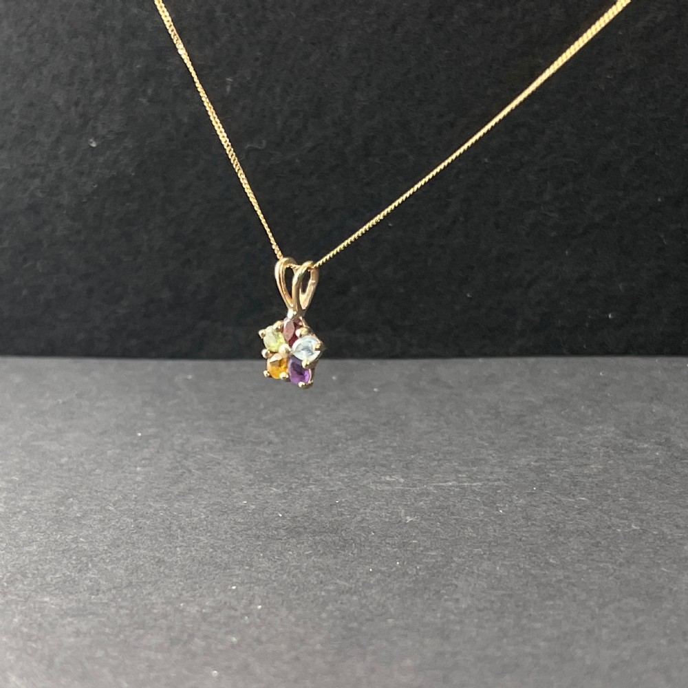 9ct Gold Multi-Gem Pendant Necklace View VIII