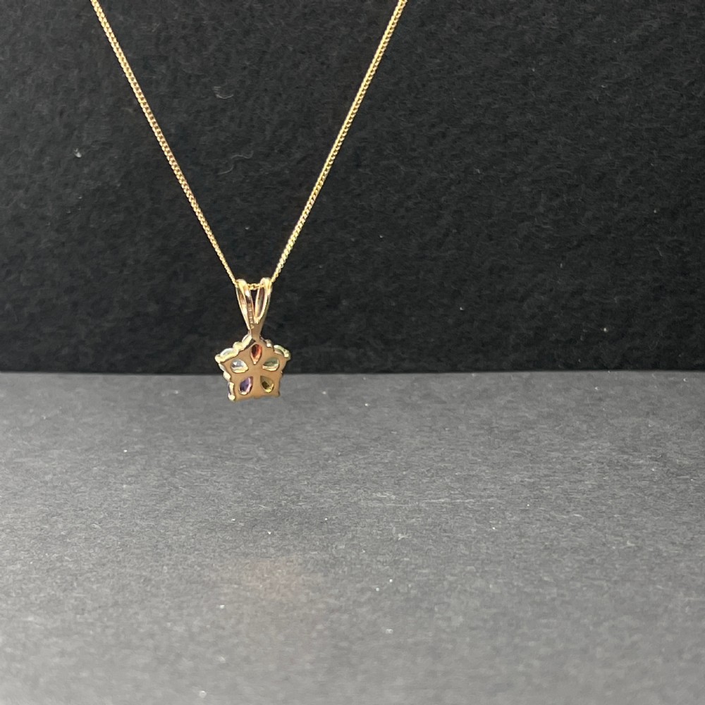 9ct Gold Multi-Gem Pendant Necklace View IX