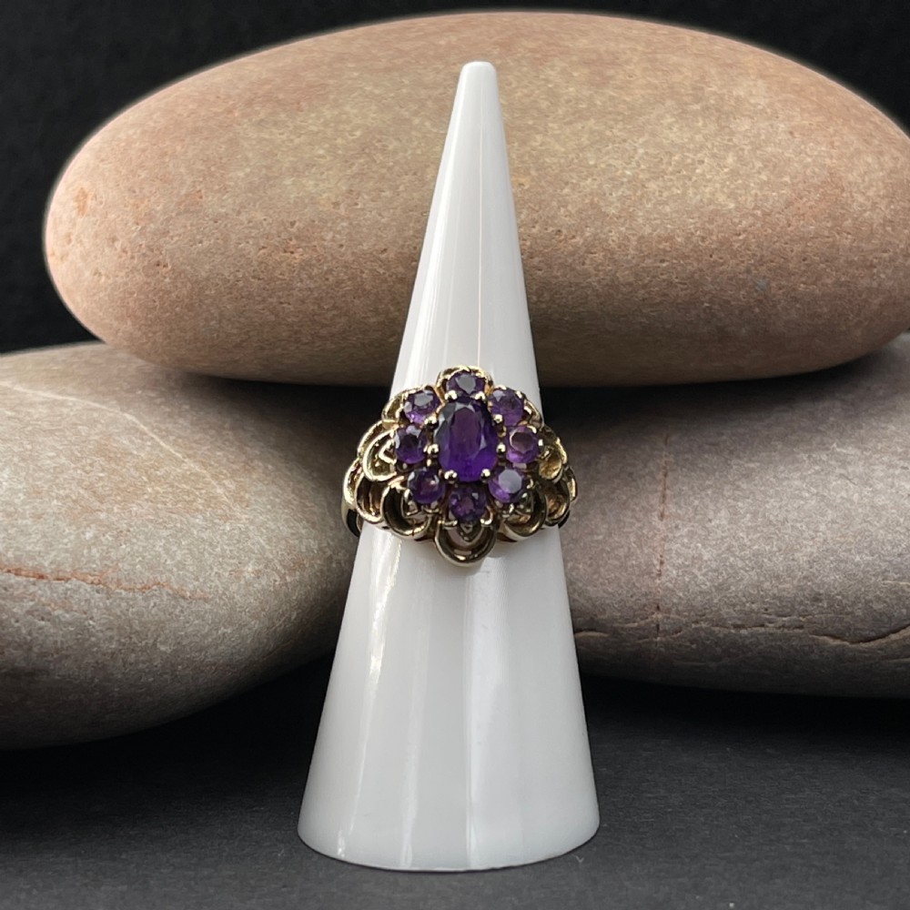 9ct Gold Amethyst Cluster Ring View VII