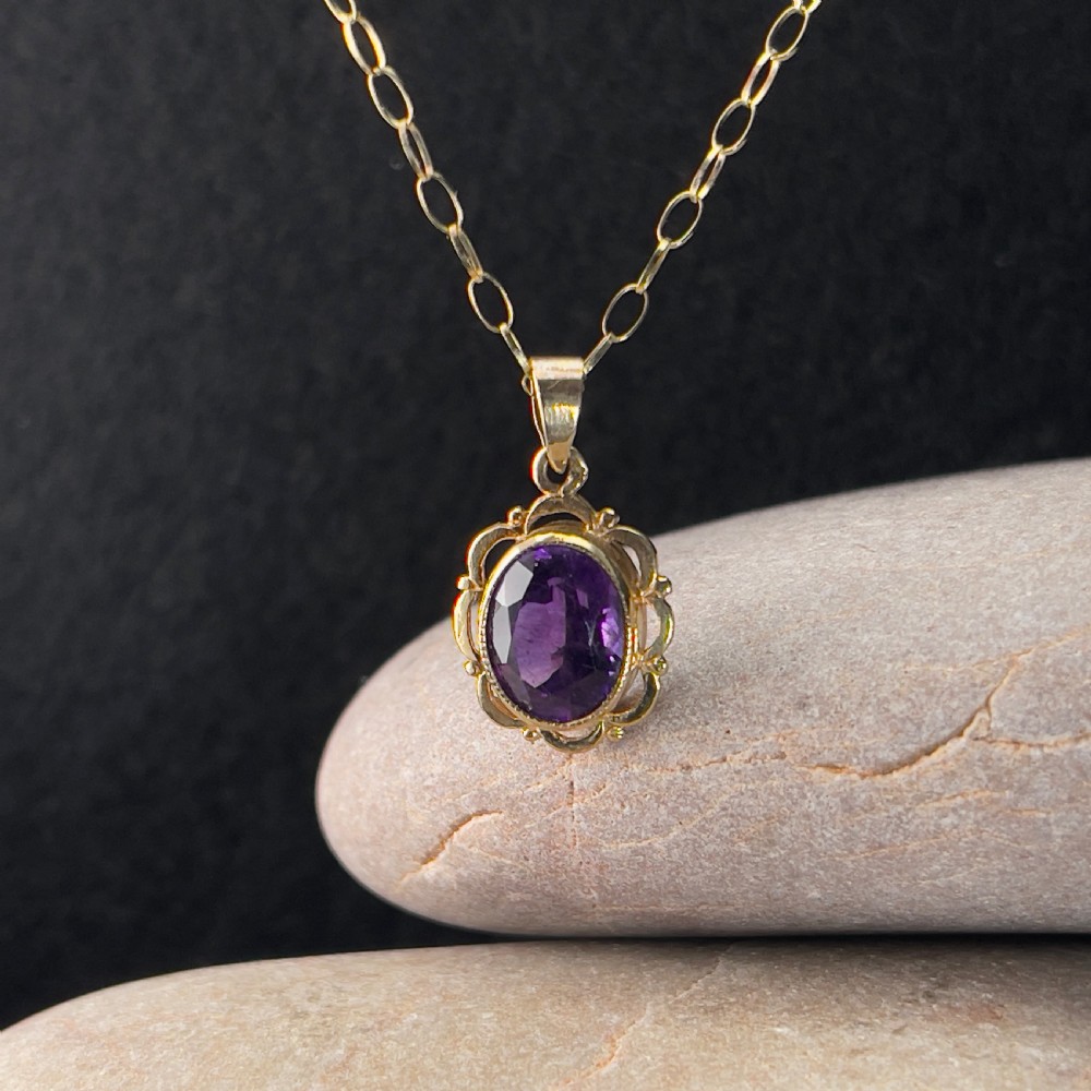 9ct Gold Amethyst Pendant Necklace View III