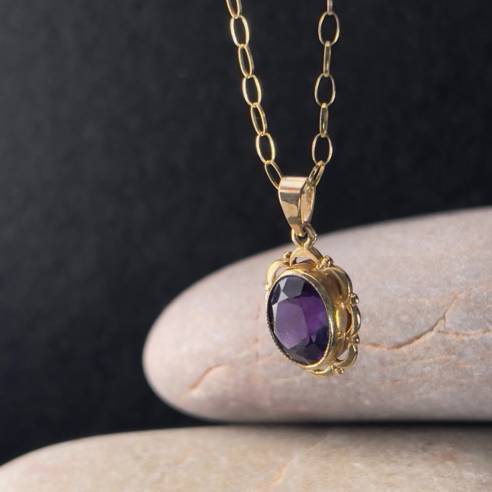 9ct Gold Amethyst Pendant Necklace View IV