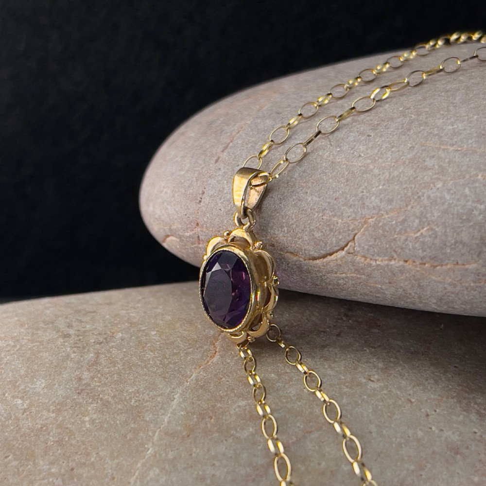 9ct Gold Amethyst Pendant Necklace View VI