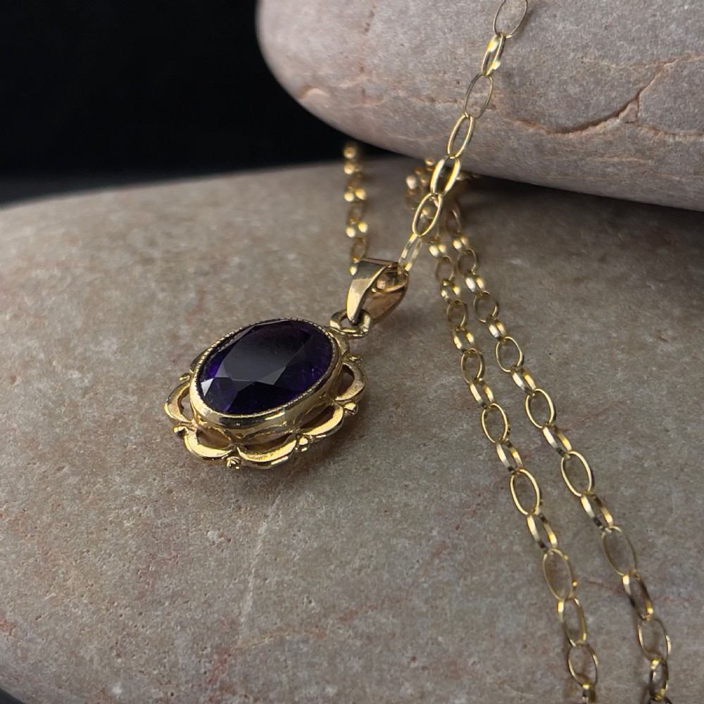 9ct Gold Amethyst Pendant Necklace View VII