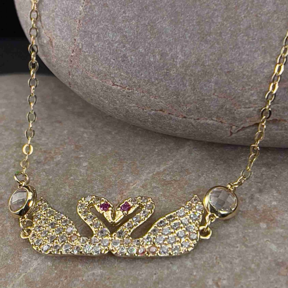 18ct Gold Pink Sapphire Swan Bracelet
