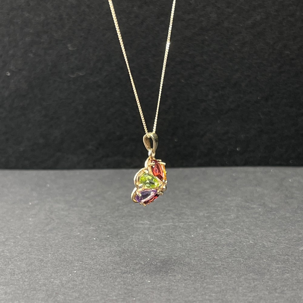 9ct Gold Multi-Gem Pendant Necklace View IV