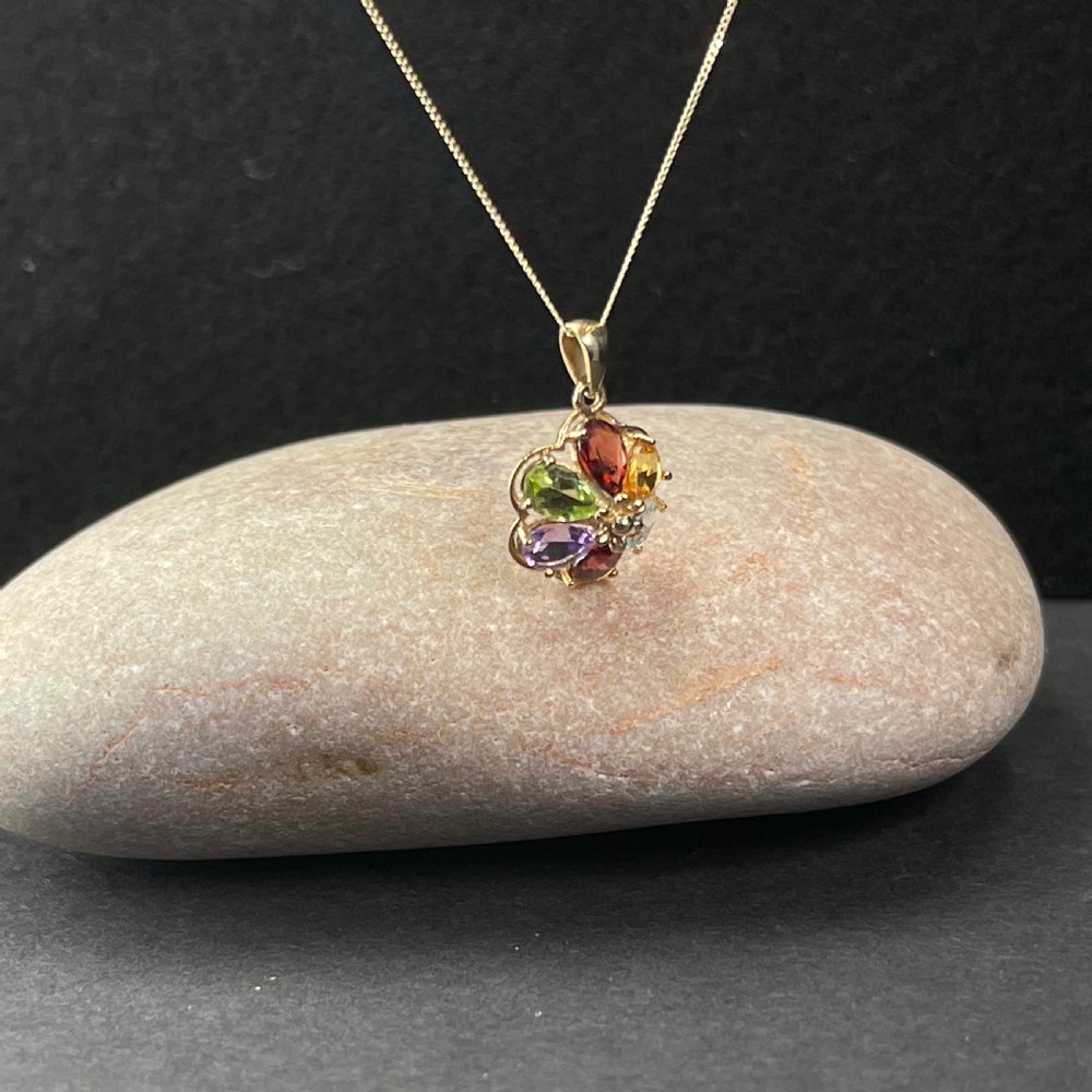 9ct Gold Multi-Gem Pendant Necklace View VII