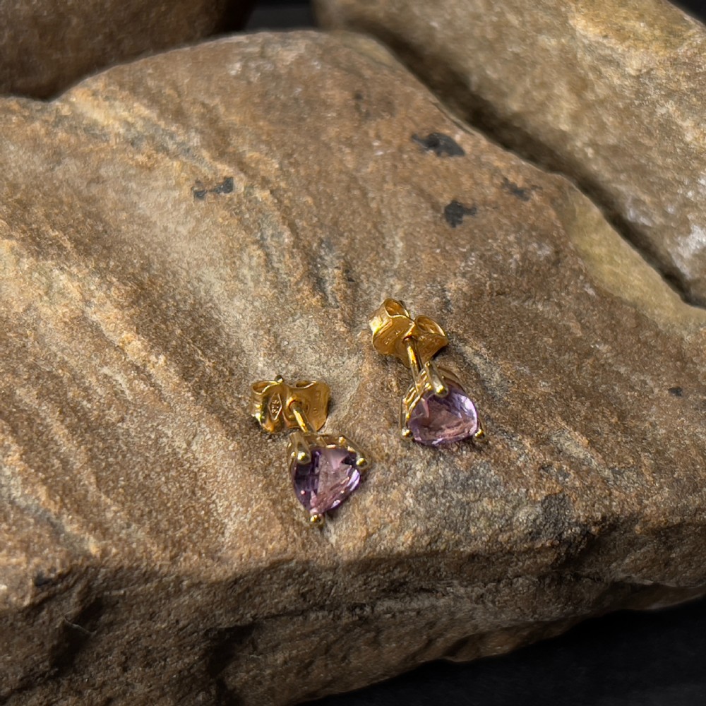 9ct Gold Amethyst Heart Stud Earrings
 View IX