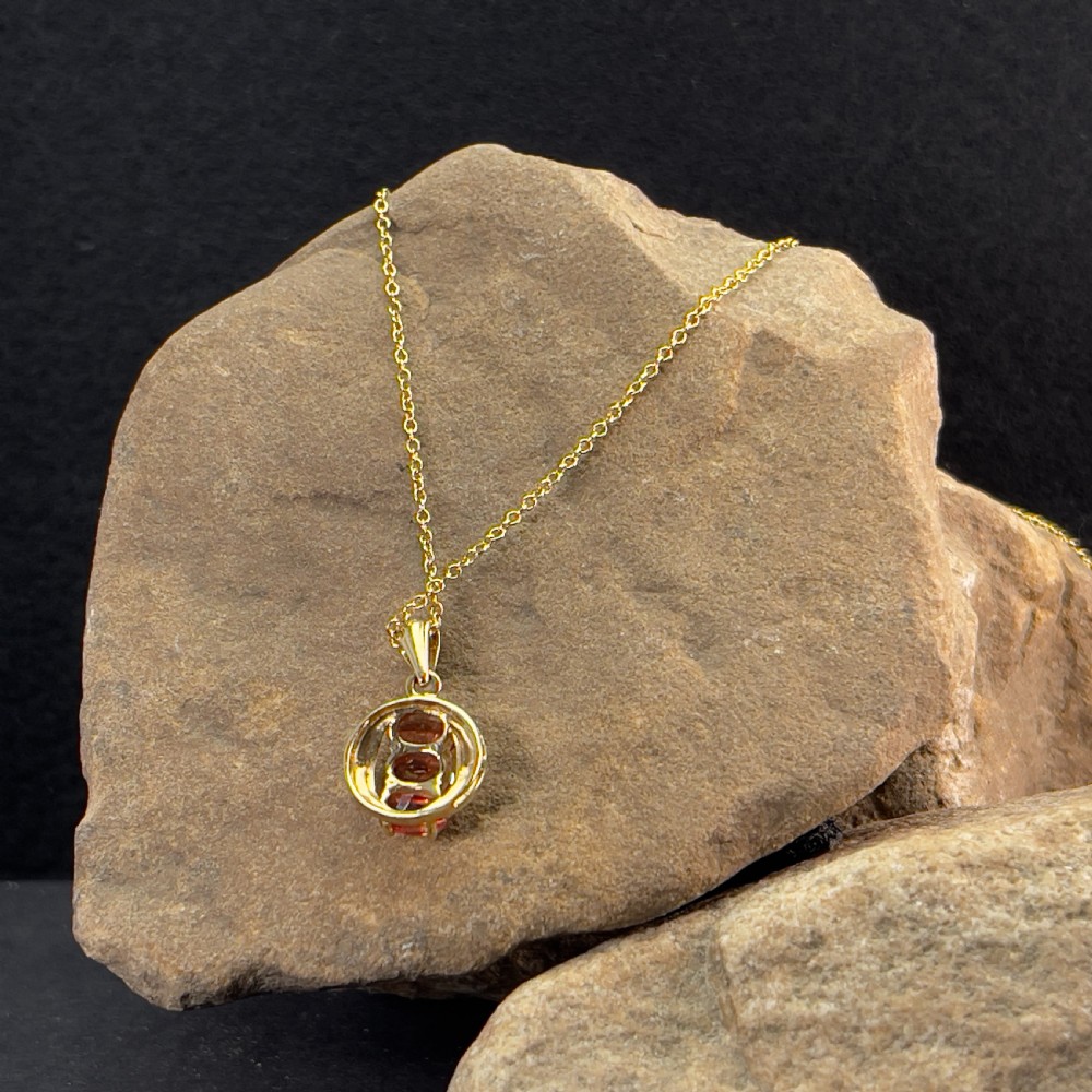 9ct Gold Diamond & Sunset Garnet Pendant Necklace
 View III