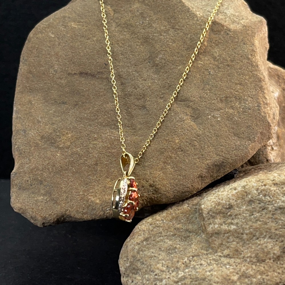 9ct Gold Diamond & Sunset Garnet Pendant Necklace
 View IV