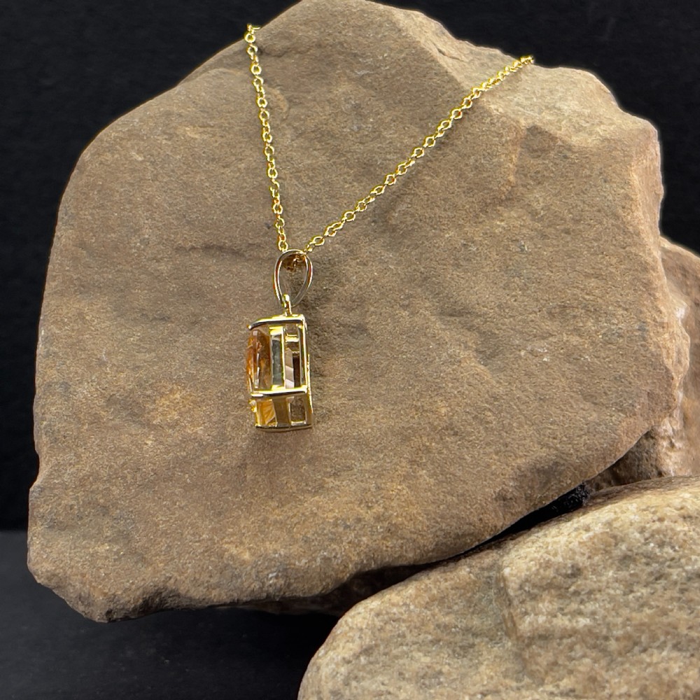 9ct Gold Diamond & Citrine Pendant Necklace
 View II