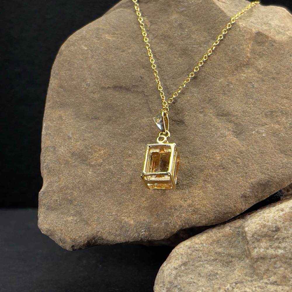 9ct Gold Diamond & Citrine Pendant Necklace
 View III