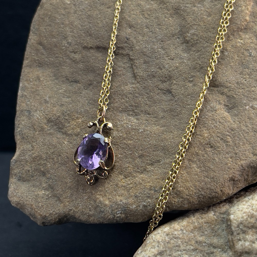 9ct Gold Amethyst Pendant Necklace
 View VI