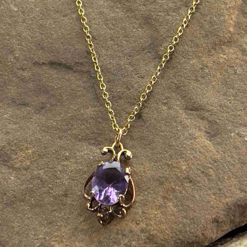 9ct Gold Amethyst Pendant Necklace
