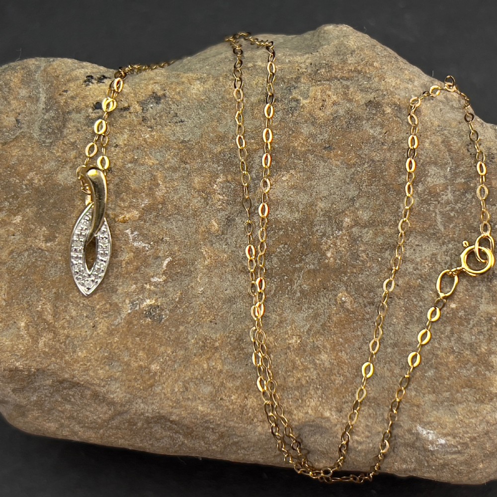 9ct Gold Diamond Pendant Necklace View IV