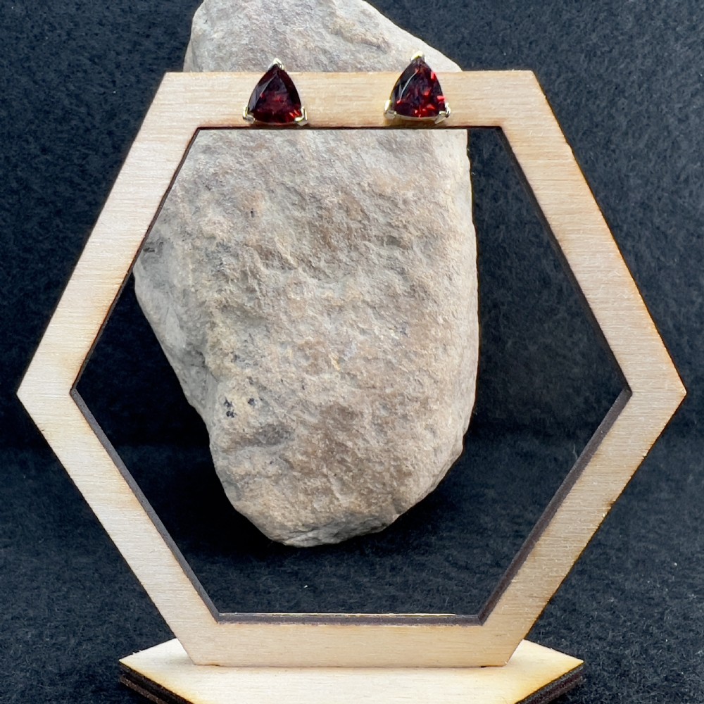 9ct Gold Garnet Stud Earrings View VIII
