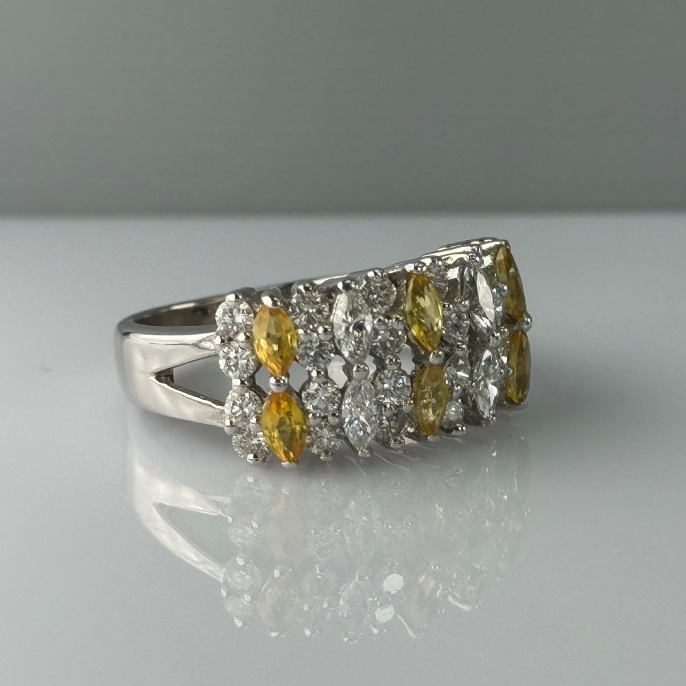 18ct White Gold Citrine & Diamond (1.00ct) Cluster Ring View XIII