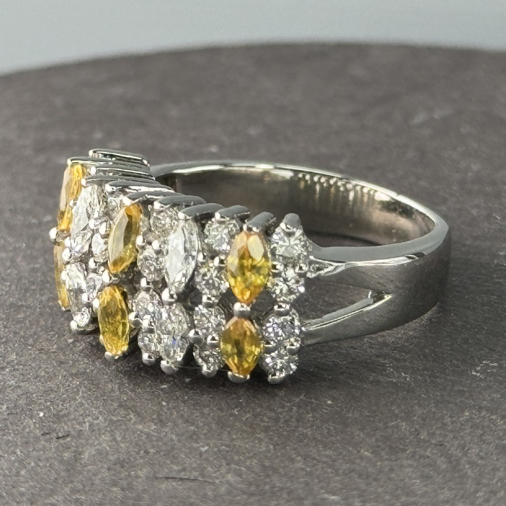 18ct White Gold Citrine & Diamond (1.00ct) Cluster Ring