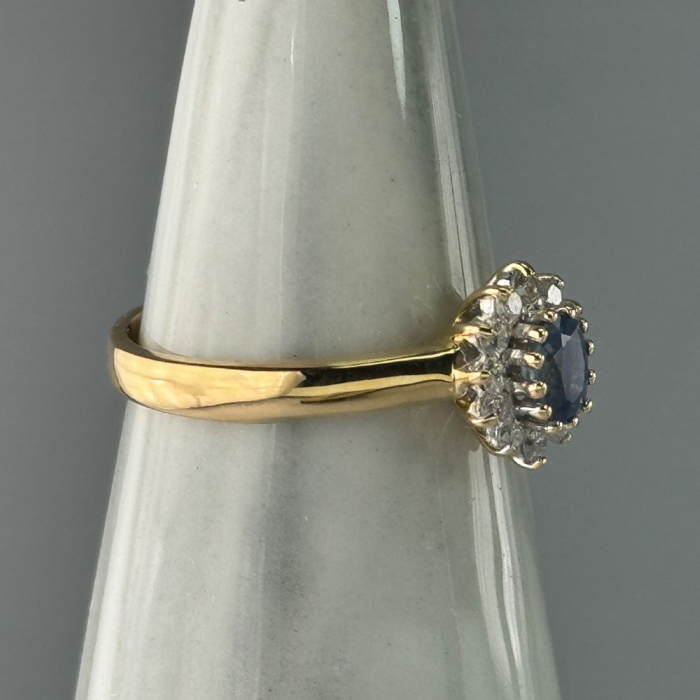 18ct Gold Cornflower Sapphire & Diamond Cluster Ring View X